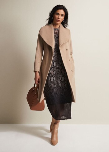 Phase Eight Nicci Camel Wool Belted Coats Brown Canada | EGXHYO-927